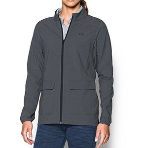 Under Armour Jacket Womens Gray Athletic Windbreaker Mock Neck sz Small